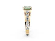 Solitaire Engagement Ring Setting for Fancy Green Asscher Cut Center with Graduated Shared Prongs and Prong Head in Yellow Gold