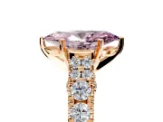 Solitaire Engagement Ring Setting for Fancy Pink Marquise Center with Pave Cathedral Shoulders and Prong Head in Rose Gold