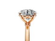 Solitaire Engagement Ring Setting for Round Cut Center with Straight Thin Band and Prong Head in Rose Gold