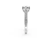 Solitaire Engagement Ring Setting for Princess Cut Center with Pave Cathedral Band and Prong Head in White Gold