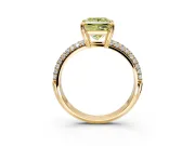 Solitaire Engagement Ring Setting for Fancy Yellow Princess Cut Center with Multi-Row Pave Accents and Basket Head in Yellow Gold