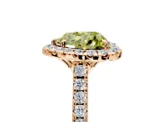 Halo Engagement Ring Setting for Fancy Yellow Heart-Shaped Center with Raised Halo, Pave Band and Prong Head in Rose Gold