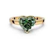 Solitaire Engagement Ring Setting for Fancy Green Heart-Shaped Center with Plain Band and Flat Tab Prong Head in Yellow Gold