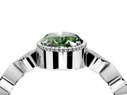 Vintage Station Engagement Ring Setting for Fancy Green Oval Center with Accents and Prong Head in White Gold