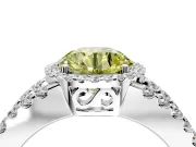 Halo Engagement Ring Setting for Fancy Yellow Round Cut Center with Wide-Open Pave Split Shank and Prong Head in Platinum