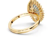 Halo Engagement Ring Setting for Fancy Blue Marquise Center with Milgrain Bezel Rim, Plain Band and Prong Head in Yellow Gold