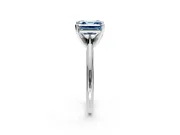 Solitaire Engagement Ring Setting for Fancy Blue Asscher Cut Center with Knife Ridge Band and Claw Prong Head in Sterling Silver