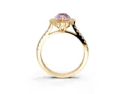 Milgrain Floral Halo Engagement Ring Setting for Fancy Pink Marquise Center with Pave Band and Prong Head in Yellow Gold