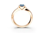 Bezel Engagement Ring Setting for Fancy Blue Emerald Cut Center with Wide Channel-Set Band and Bezel Head in Rose Gold