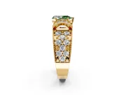 Pave Engagement Ring Setting for Fancy Green Pear-Shaped Center with Curved Accent Rows, Openwork and Prong Head in Yellow Gold