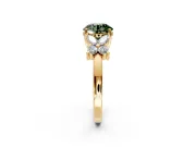 Floral Engagement Ring Setting for Fancy Green Round Cut Center with Marquise Cluster Shoulders and Prong Head in Yellow Gold