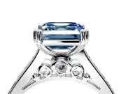 Solitaire Engagement Ring Setting for Fancy Blue Asscher Cut Center with Channel Band and Double Claw Prong Head in Platinum