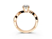 Crossover Engagement Ring Setting for Emerald Cut Center with Pave and Plain Strands and Prong Head in Rose Gold