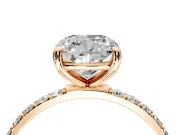 Solitaire Engagement Ring Setting for Cushion Cut Center with Pave Accents and Prong Head in Rose Gold