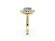 Floral Halo Engagement Ring Setting for Fancy Blue Radiant Cut Center with Pave Accents and Prong Head in Yellow Gold
