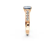 Solitaire Engagement Ring Setting for Fancy Blue Princess Cut Center with Cathedral Channel Band and Prong Head in Rose Gold