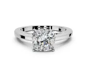 Solitaire Engagement Ring Setting for Cushion Cut Center with Flat-Sided Plain Band and Prong Head in Sterling Silver