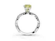 Solitaire Engagement Ring Setting for Fancy Yellow Cushion Cut Center with Marquise Panel Band and Prong Head in Sterling Silver