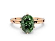 Solitaire Engagement Ring Setting for Fancy Green Oval Center with Plain Band and Tulip Prong Head in Rose Gold