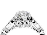 Solitaire Engagement Ring Setting for Marquise Center with Marquise and Bezel Accents and Prong Head in Sterling Silver