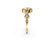 Vintage Station Engagement Ring Setting for Oval Center with Accents and Prong Head in Yellow Gold
