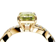 Crossover Engagement Ring Setting for Fancy Yellow Radiant Cut Center with Pave and Plain Strands and Prong Head in Yellow Gold