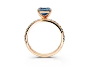Solitaire Engagement Ring Setting for Fancy Blue Asscher Cut Center with Micro Pave Band and Prong Head in Rose Gold