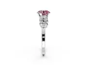 Cluster Engagement Ring Setting for Fancy Pink Round Cut Center with 2-Row Shoulder Clusters and Prong Head in Sterling Silver
