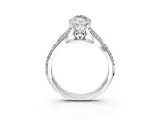 Solitaire Engagement Ring Setting for Marquise Center with Pave Rail Split Shank and Prong Head in Sterling Silver