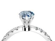 Open Basket Engagement Ring Setting for Fancy Blue Pear-Shaped Center with Pave Band and Prong Head in Sterling Silver