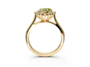 Starburst Halo Engagement Ring Setting for Fancy Yellow Heart-Shaped Center with Thin Round-Wire Band and Prong Head in Yellow Gold