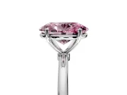 Solitaire Engagement Ring Setting for Fancy Pink Oval Center with Straight Thin Band and Prong Head in Platinum