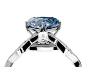 Solitaire Engagement Ring Setting for Fancy Blue Heart-Shaped Center with Accented Twist Band and Leaf Prong Head in Sterling Silver