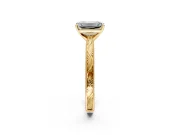 Solitaire Engagement Ring Setting for Emerald Cut Center with Engraved Milgrain Band and Prong Head in Yellow Gold