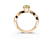 Crossover Engagement Ring Setting for Fancy Yellow Oval Center with Pave and Plain Strands and Prong Head in Rose Gold