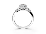 Solitaire Engagement Ring Setting for Princess Cut Center with Marquise Flower Shoulders and Prong Head in Sterling Silver