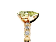 Solitaire Engagement Ring Setting for Fancy Yellow Pear-Shaped Center with Bezel-Dot Beaded Band and Prong Head in Yellow Gold