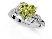 Solitaire Engagement Ring Setting for Fancy Yellow Heart-Shaped Center with Marquise Accent Twist Band and Prong Head in Sterling Silver