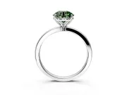 Solitaire Engagement Ring Setting for Fancy Green Round Cut Center with Thin Rounded Plain Band and Prong Head in Platinum