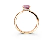 Hidden Halo Engagement Ring Setting for Fancy Pink Radiant Cut Center with Wide Flat Plain Band and Prong Head in Rose Gold