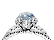Halo Engagement Ring Setting for Fancy Blue Marquise Center with Rope Twist Split Shank and Prong Head in Platinum
