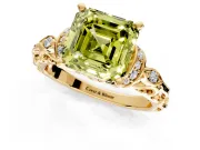 Solitaire Engagement Ring Setting for Fancy Yellow Asscher Cut Center with Filigree Band and Prong Head in Yellow Gold