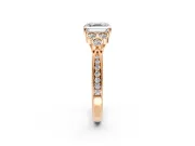 Cluster Engagement Ring Setting for Asscher Cut Center with Bezel Accent Clusters and Prong Head in Rose Gold