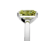 Solitaire Engagement Ring Setting for Fancy Yellow Emerald Cut Center with Basket Rail and Prong Head in Platinum