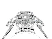 Halo Engagement Ring Setting for Cushion Cut Center with Two-Strand Split Shank and Prong Head in Sterling Silver