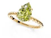 Solitaire Engagement Ring Setting for Fancy Yellow Pear-Shaped Center with Plain Twisted Rope Band and Prong Head in Yellow Gold