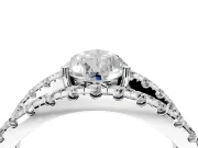 Solitaire Engagement Ring Setting for Pear-Shaped Center with Wide-Open Split Shank and Prong Head in Platinum
