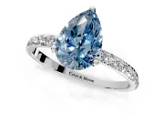 Solitaire Engagement Ring Setting for Fancy Blue Pear-Shaped Center with Fine Pave Accents and Prong Head in Platinum