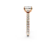 Solitaire Engagement Ring Setting for Princess Cut Center with Shared-Prong Accents and Prong Head in Rose Gold