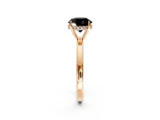 Solitaire Engagement Ring Setting for Fancy Black Round Cut Center with Fine Wire Band and Prong Head in Rose Gold